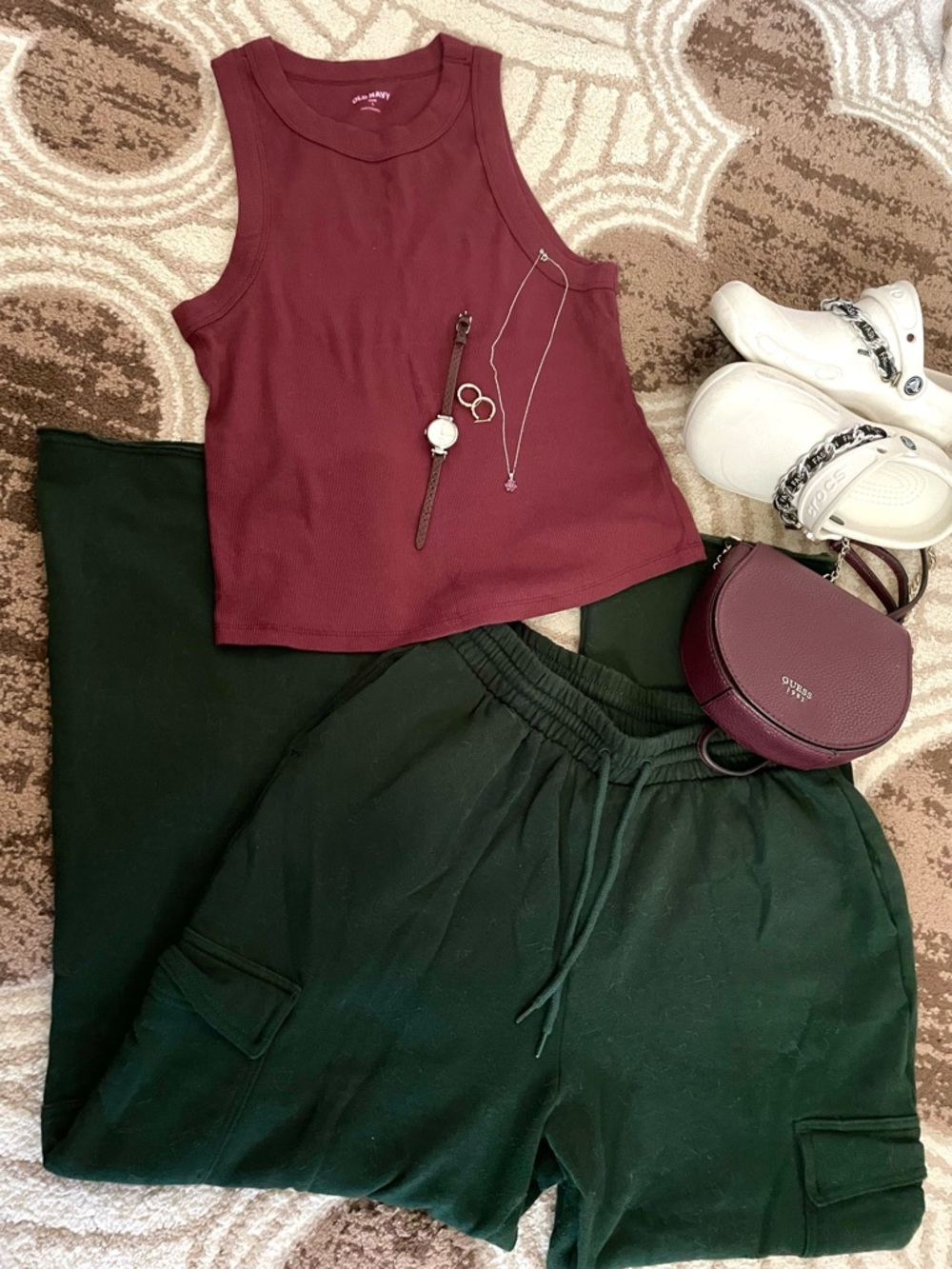 Dark green cargo sweat shirt pants